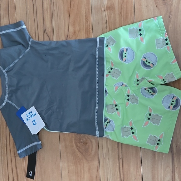 Toddler Boy The Mandalorian The Child Rashguard & Swim Trunks Set 2T - Picture 2 of 6